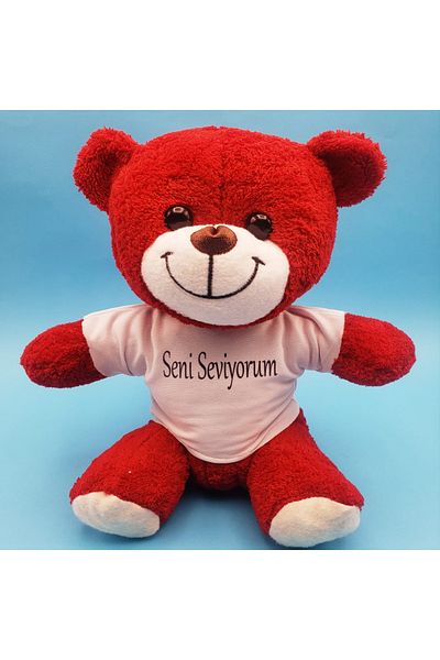 Skygo Teddy Bear in Red T-Shirt - I Love You