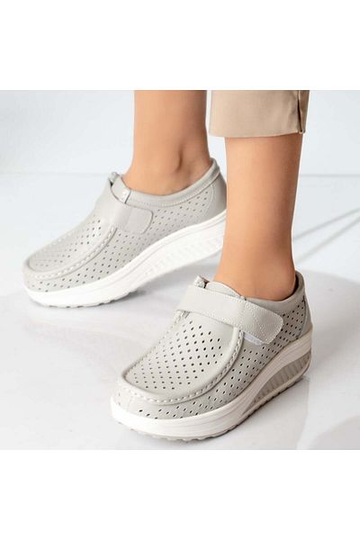 MODA STİL Women's casual shoes, grey, genuine leather, size 41