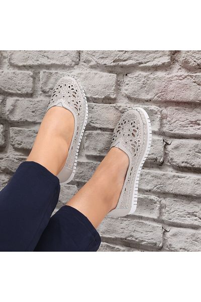 MODA STİL Women's Casual Shoes Grey Made of Genuine Leather Iliana, 36