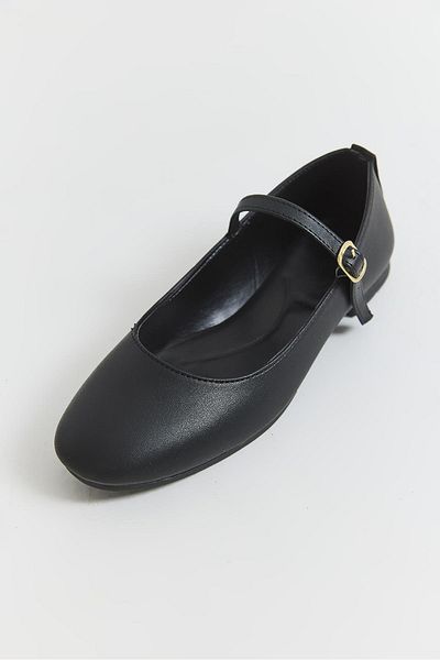 Raneel Kazançlı Alışveriş Single Strap Buckle Women's Ballerina Shoes Black
