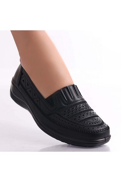 MODA STİL Dameo Women's Casual Black Shoes Made of Ecological Leather, 39