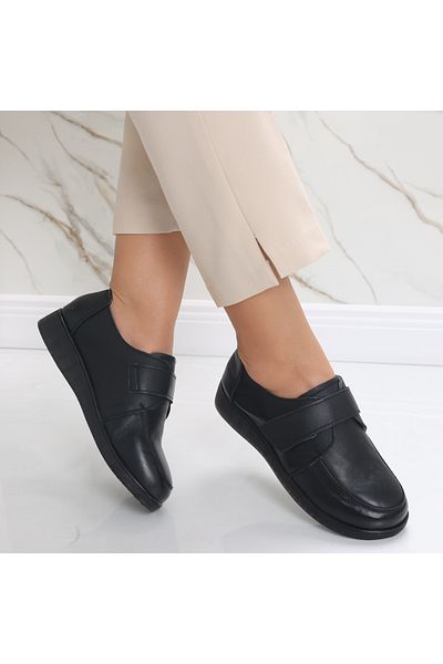 MODA STİL Women's Casual Shoes Black Genuine Leather Jarin, 37