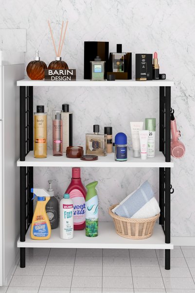 BARIN DESIGN 3-Shelf Wire Spin Assembly Multi-Purpose Bathroom Shelf Cabinet Metal Body Organizer Storage Shelf
