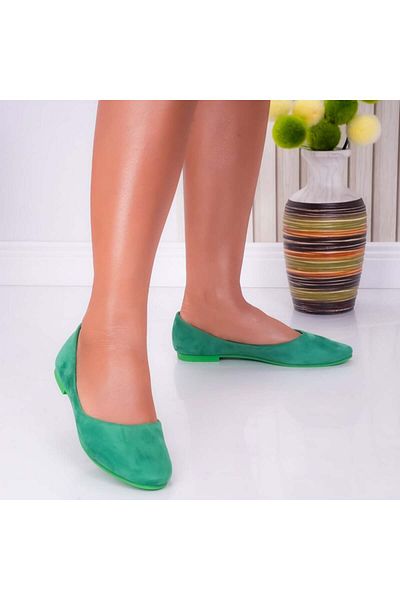 MODA STİL Women's green ballet flats made of eco-leather suede Nety, 38
