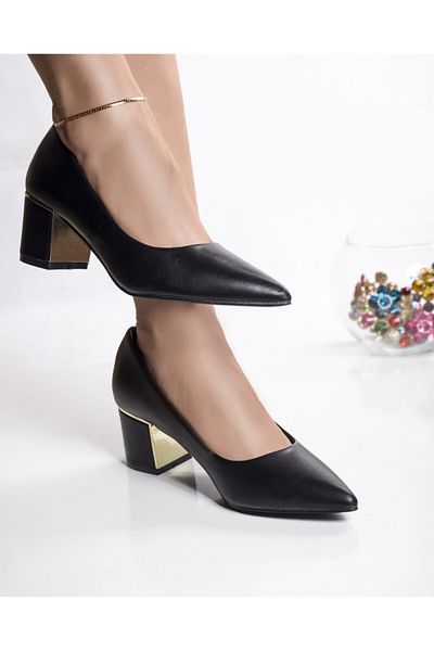 MODA STİL Women's black shoes with heel, eco-leather, Rona, 37