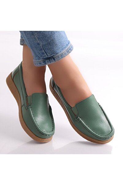 MODA STİL Women's casual shoes Green natural leather Danina, 41