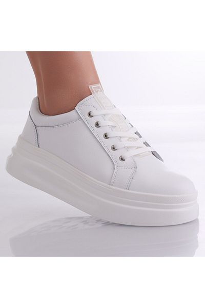 MODA STİL Women's casual shoes White Genuine Leather Evoya, 38