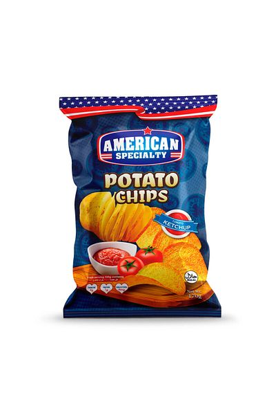 American Specialty رقائق البطاطس بنكهة كاتشب الطماطم - 170 جرام × 4