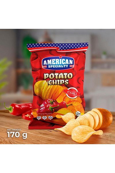 American Specialty Potato Chips Chili - 170 grams x 4