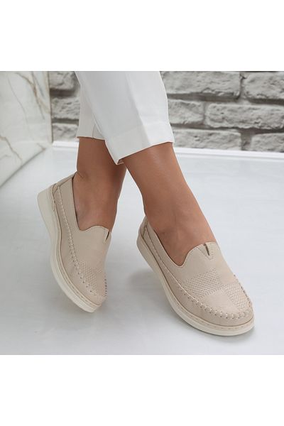 MODA STİL Women's casual beige shoes made of Zinam Ecological Leather, 38