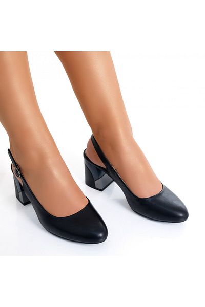 MODA STİL Women's Black Heeled Shoes Made of Ecological Leather Milena, 38