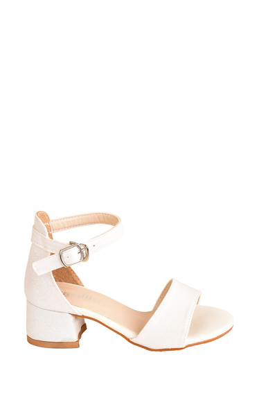 minibonito Çocuk Parlak Simli Topuklu Abiye Ayakkabı