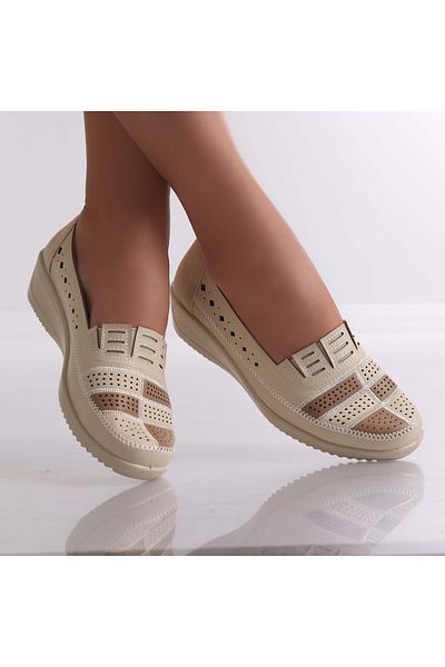 MODA STİL Women's Casual Shoes Beige Made of Eco-Leather Belen, 40