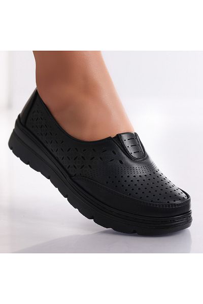 MODA STİL Women's Casual Black Shoes Made of Mildra Ecological Leather, 36