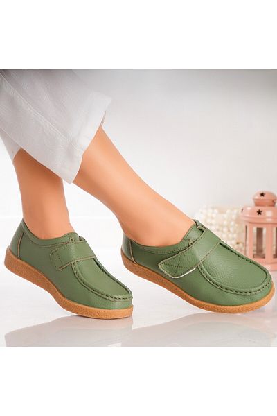 MODA STİL Women's casual shoes Green natural leather chloly, 36