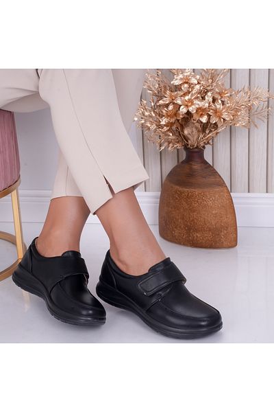 MODA STİL Women's Casual Shoes Black Made of Fery Ecological Leather, 37