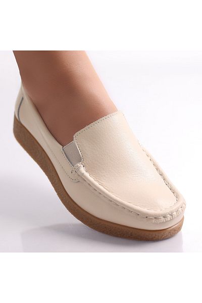 MODA STİL Women's casual shoes, beige, genuine leather, Danina, 40