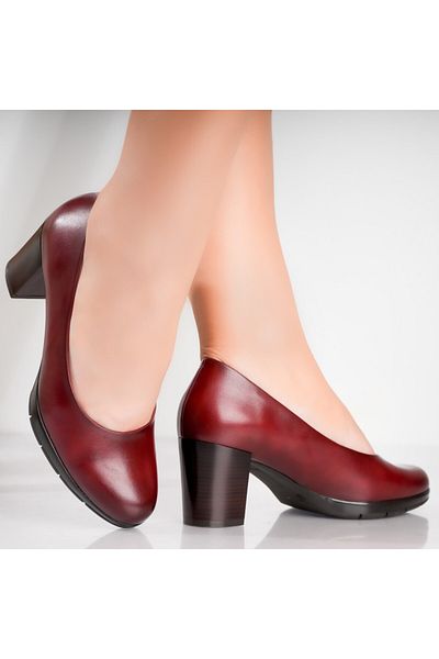 MODA STİL Women's shoes with a Bordeaux heel made of Lujain Eco-leather, 38