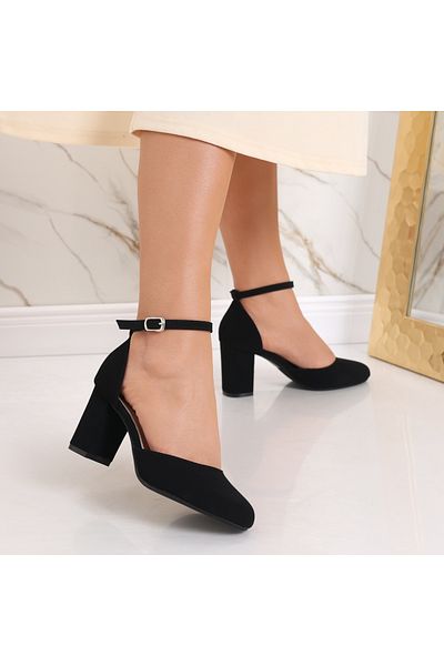 MODA STİL Women's black suede leather high heels Mason, 37