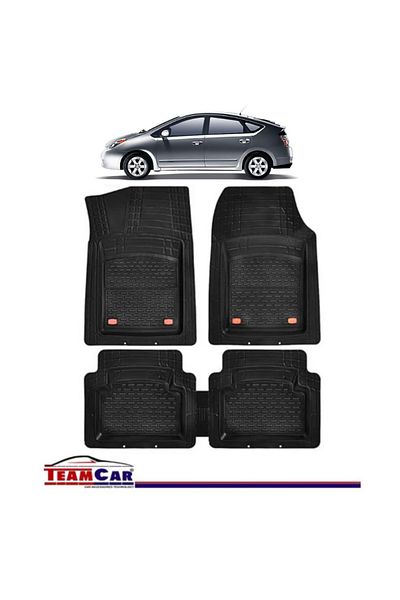 TEAMCAR ® Car Mats Tray Type Compatible With Toyota Prius Ii (2003-2009) Black Durable Material