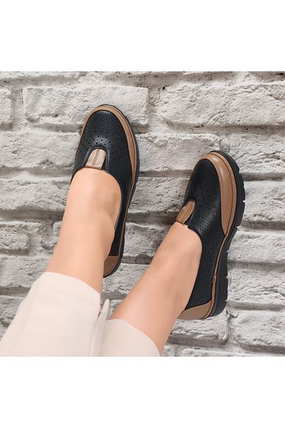 MODA STİL Women's casual shoes Black/brown made of Molica Ecological Leather, 40