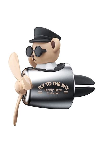 Teno Teno® cat pilot bear car aromatherapy diffuser with glasses, air freshener kit, 2 scents, cream