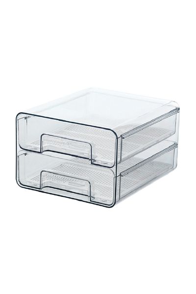 Felli Tier Plastic Rectangular Fridge Organizer Drawer Clear