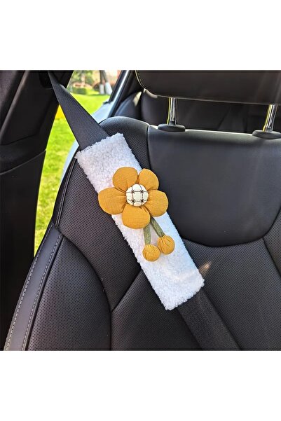 Dodemert Home Sarı Çiçekli Yumuşak Araba Koltuk Kemeri Kılıfı Omuz Koruyucu 1...