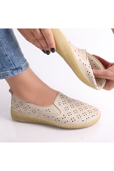 MODA STİL Women's Casual Beige Shoes Made of Eco-Leather Sovani, 37
