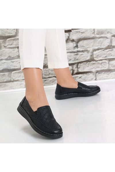 MODA STİL Women's Casual Shoes Black Hudiana Ecological Leather, 41
