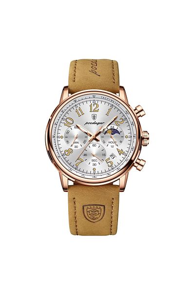 delis Men's watch Poedagar CS1879, natural leather, brown, white dial