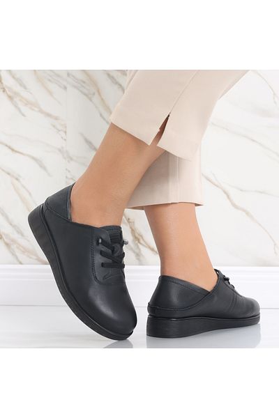 MODA STİL Women's casual shoes, black, made of natural leather, Samiana, 41