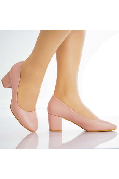 MODA STİL Women's Pink Heeled Shoes Made of Ecological Leather Nenaz, 37
