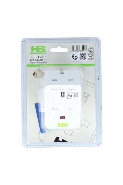 Generic HOME BEST 3-Pin British Type Adapter White