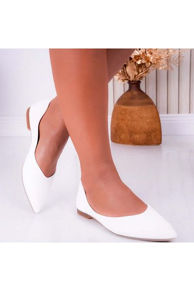 MODA STİL Women's white ballet flats made of organic leather Rolina, 37