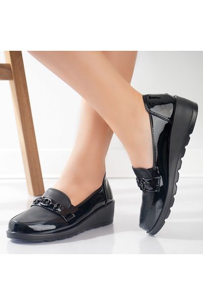 MODA STİL Women's Casual Black Shoes Made of Ecological Leather Klodi, 39