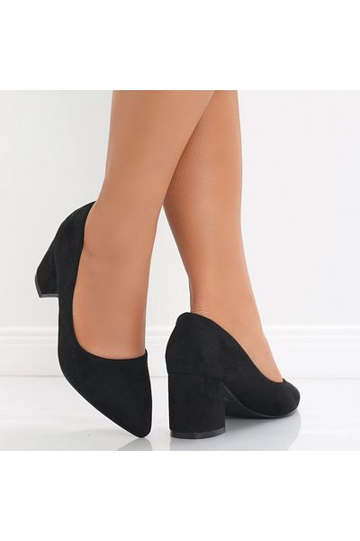 MODA STİL Women's Black Heeled Shoes Made of Sarmi Eco-Suede Leather, 40
