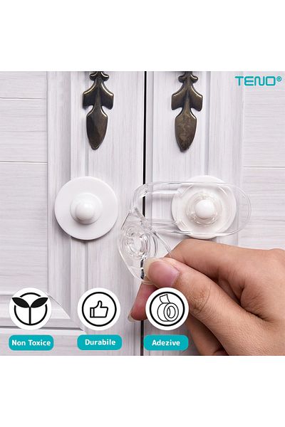 Teno Set of 7 x Teno® Child Door Safety, anti-accidental opening, transparent