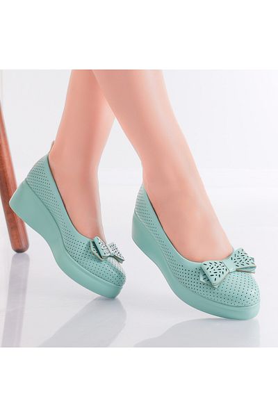 MODA STİL Women's Green Platform Shoes Made of Ecological Leather Yolina, 39
