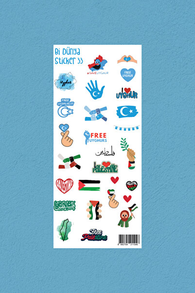 Bi Dünya Haber M33 – Doğu Türkistan - Filistin Temalı Sticker Seti