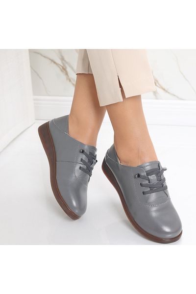 MODA STİL Women's casual shoes in grey natural leather Samiana, 38