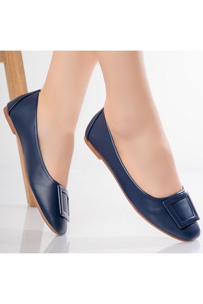 MODA STİL Women's Navy Blue Ballerinas Made of Iumna Eco-Leather, 38