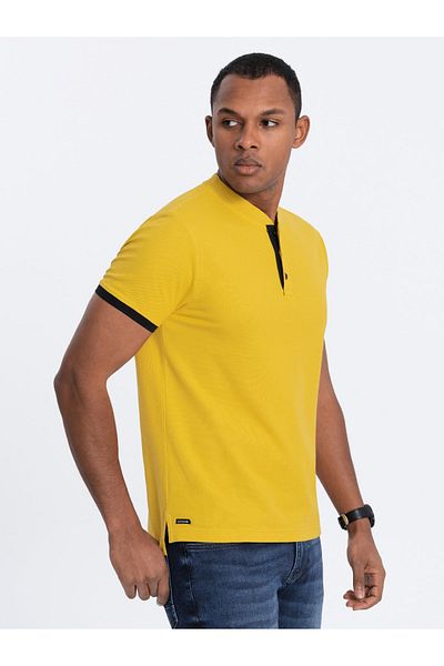 OMBRE Herren Poloshirt ohne Kragen - gelb V9 OM-TSCT-0156 XXL