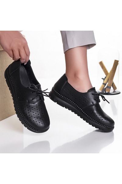 MODA STİL Pantofi dama casual negri din piele ecologica dalia, 36
