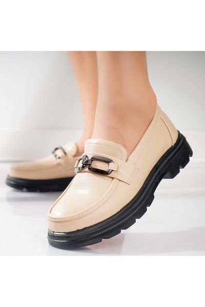 MODA STİL Women's Casual Shoes Beige Made of Horva Ecological Leather, 40