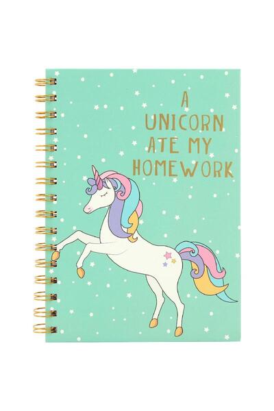 Roco دفتر تمارين "وحيد القرن أكل واجبي المنزلي" A5، 80 ورقة، مسطرة واحدة (عربي) أخضر