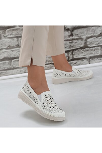 OUGE Women's Casual White Shoes Made of Acona Ecological Leather, 39