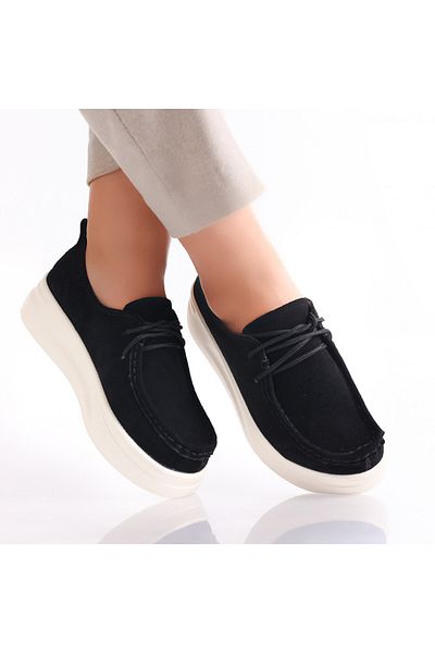 MODA STİL Women's Casual Shoes Black Suede Derina, 38