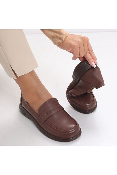 MODA STİL Women's casual shoes Brown made of natural leather Sendiana, 40