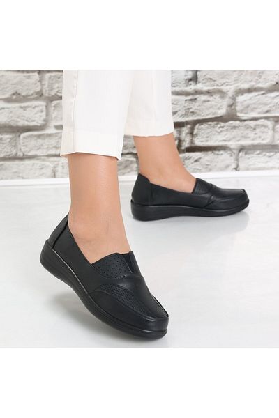 MODA STİL Women's Casual Shoes Black Made of Risan Eco-Leather, 41